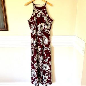 NWT Maroon Floral Halter Maxi Dress 4XL